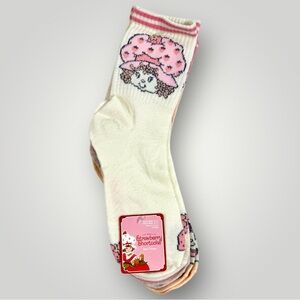 Strawberry Shortcake Ribbed Mid-Crew Socks 5 Pair Sz 4-10